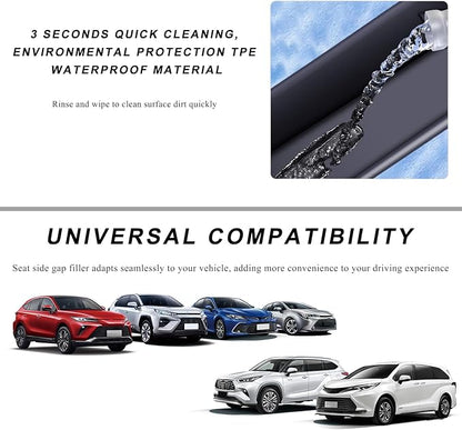 2PCS Car Seat Gap Filler Organizer, Multifunctional Seat Side Gap Filler with Phone Holder, Auto Crevice Blocker Between Seats for Prevent Essential Items from Falling (Black)