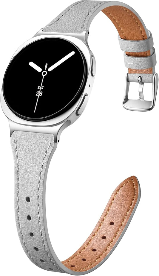 GEAK Slim Leather Band Compatible with Samsung Galaxy Watch 8 40mm 44mm/Watch 8 Classic 46mm, No Gap Adjustable Genuine Leather Replacement Dressy Strap for Samsung Watch 8 Bands Women