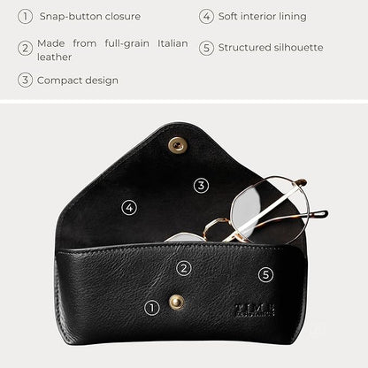 Time Resistance Leather Glasses Case - Hard Shell Leather Eyewear Holder – Sunglasses Case Handmade in Italy