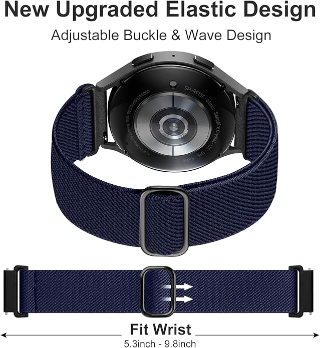 Lerobo Elastic Bands Compatible with Samsung Galaxy Watch 8 7 6 5 4 40mm 44mm/Galaxy Watch 8 Classic 6 4 Classic 43mm 47mm 42mm 46mm/5 Pro Band 45mm/Active 2,3 Pack 20mm Adjustable Nylon Sport Band