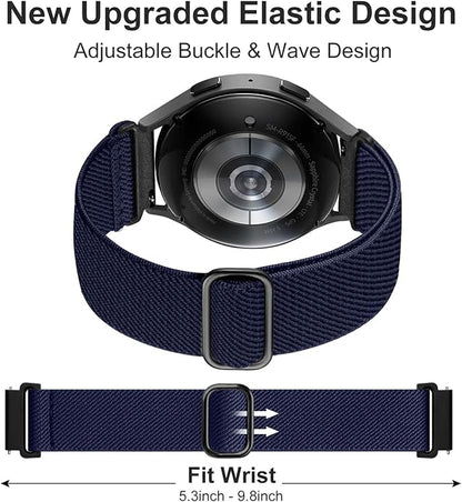 Lerobo Elastic Bands Compatible with Samsung Galaxy Watch 8 7 6 5 4 40mm 44mm/Galaxy Watch 8 Classic 6 4 Classic 43mm 47mm 42mm 46mm/5 Pro Band 45mm/Active 2,3 Pack 20mm Adjustable Nylon Sport Band