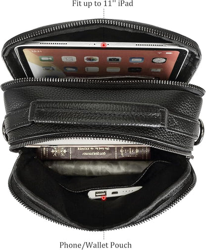 Polare Italian Full Grain Leather Messenger Bag Vintage Chest Shoulder Crossbody Bag Casual Sling Business Handbag for Men
