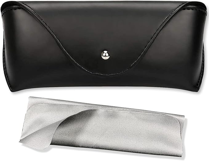LogHog Portable Leather Glasses Case,Flexible Sunglasses Pouch Slim Case for Women Men Horizontal Eyeglass Case
