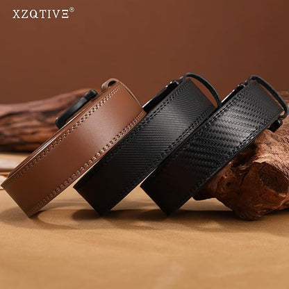 XZQTIVE Men’s Metal Free Belt Hypoallergenic Leather Belts For Jeans Dress Nickle Free TSA Belt With Black Buckle