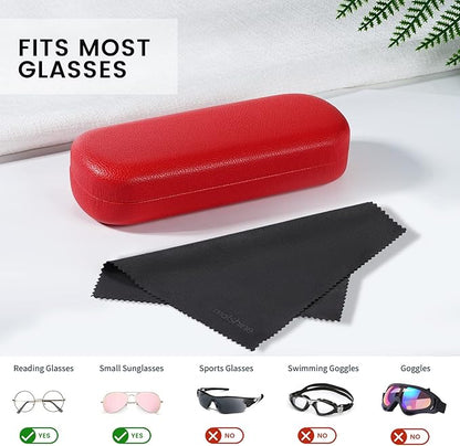 molshine Hard Shell PU Leather Glasses Case,Travel Portable Eyeglass Case for Men Women Girl Travel Study Work