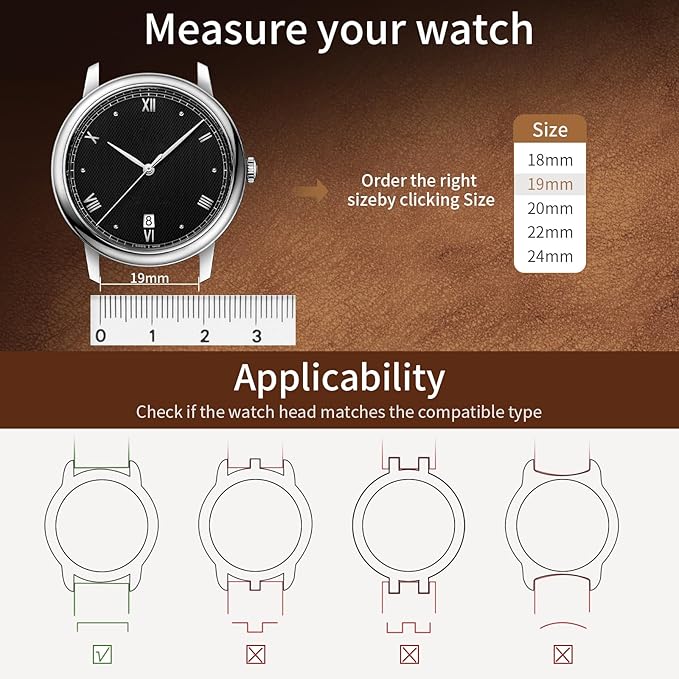 Fullmosa Watch Bands,18mm 20mm 22mm Quick Release Leather Watch Band Strap - Burnished Leather Watch Band Vintage Wristband