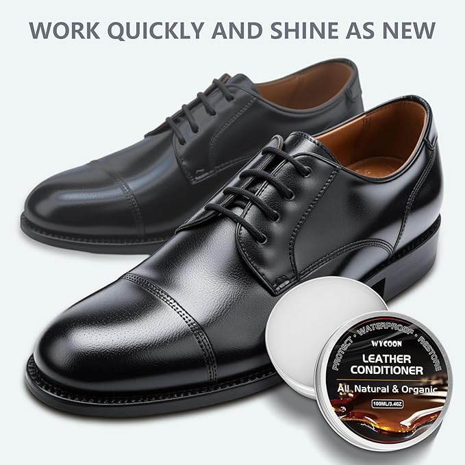 Leather Recoloring Balm with 100ml Mink Oil Conditioner | Dark Brown Repair Kit, Dye & Color Restorer for Furniture, Sofa Car Seats, Bags | Restore Faded & Scratched Surfaces