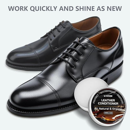 Leather Recoloring Balm with 100ml Mink Oil Conditioner | Dark Gray Repair Kit, Dye & Color Restorer for Furniture, Sofa, Car Seats, Bags | Restore Faded & Scratched Surfaces