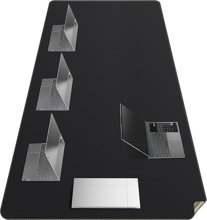 MAIDERN Leather Desk Mat Large XL, 78.7” x 40” Reversible Office Desk Pad Mat, Cork & Leather Large Mouse pad for Desk, Waterproof Computer Desk Mat for Gaming Home Office (Black)