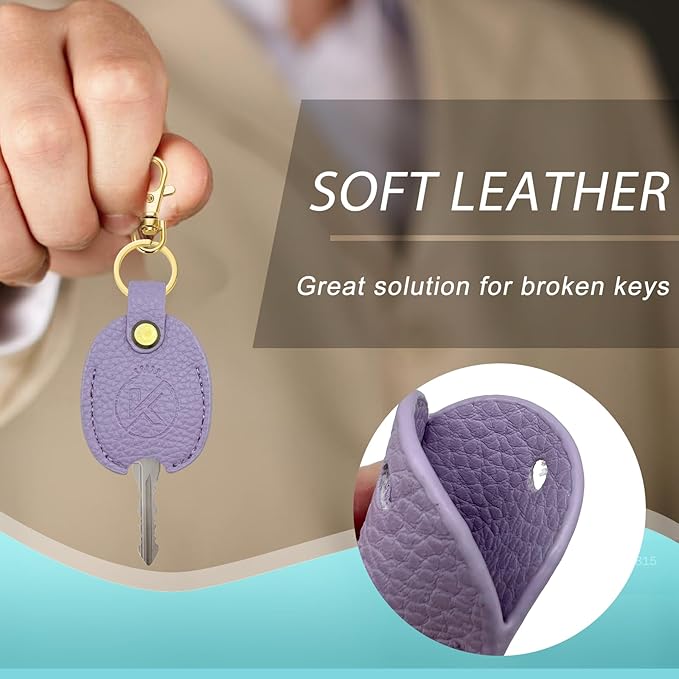 Leather Key Sleeve for Broken Key, Car Key Cover, Key Loop Replacment, Key Fod Protector Keychain for Women/Men