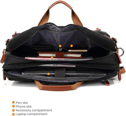 CoolBELL Convertible Backpack Messenger Shoulder Bag Laptop Case Handbag Business Briefcase Multi-Functional Travel Rucksack Fits 17.3 Inch Laptop for Men/Women (Black)