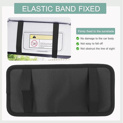 Sun Visor CD Holder, 12-Capacity Car Visor Organizer with DVD Sleeves and Mesh Pocket, Universal Visor Storage for Vehicle CD Case and Pen Holder Ergonomic Design (Black 1 Pcs)