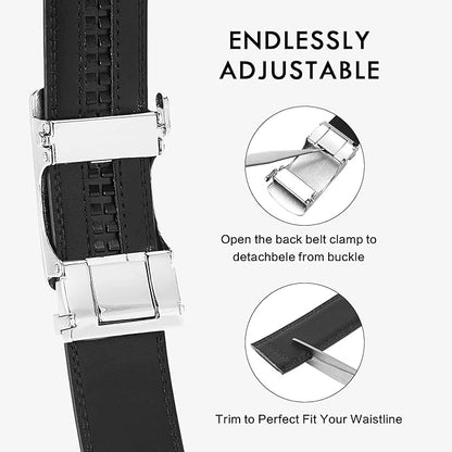 BOSTANTEN Mens Belt Leather Ratchet Belt For Men Dress and Casual with Adjustable Buckle, Trim to Fit