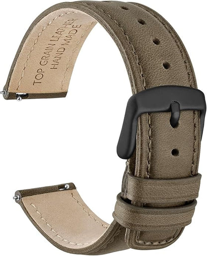 WOCCI Quick Release Watch Band, Distressed Genuine Leather, Stainless Steel Buckle, Strap Width 18mm 19mm 20mm 22mm 24mm