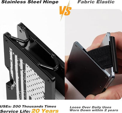 Lenvoten Upgraded Hinged Minimalist Wallet for Men | Slim Metal RFID Blocking Wallet | Credit Card Holder & Money Clip Holds 20 Cards | Premium Scratch-Resistant Finish | Ideal Gift for Men