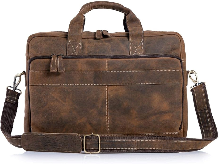 KomalC 16 Inch Leather briefcases Laptop Messenger Bags for Men and Women Best Office Satchel Bag