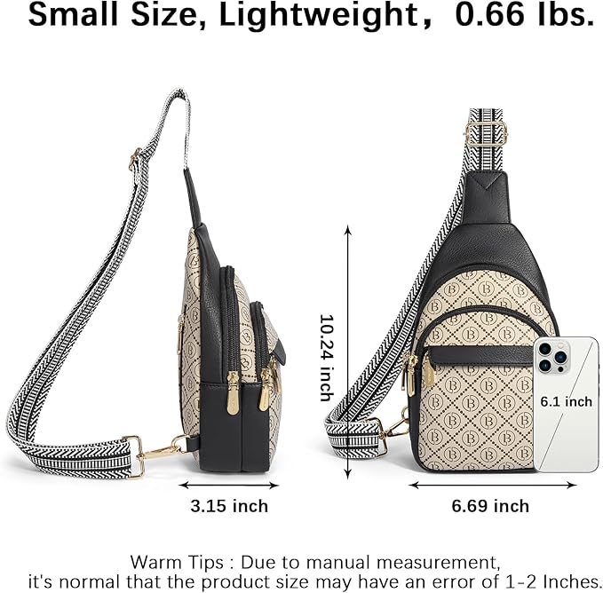 BOSTANTEN Small Sling Bag for Women Leather Crossbody Bags Fanny Pack Chest Bag for Travel