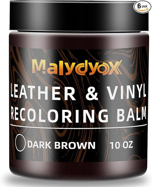 Malydyox Leather Recoloring Balm, 10 oz Leather Color Restorer Conditioner, Leather Color Repair Patch, Leather Restorer for Couches, Leather Color Repair Kits for Furniture, Sofa (Dark Brown)