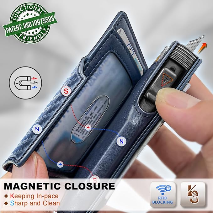 KEMISANT Airtag Wallet Men Gift,Mens Slim Front Pocket Wallet Money Clip Standard or Apple Airtag Use 3.8"×2.8"×0.9"