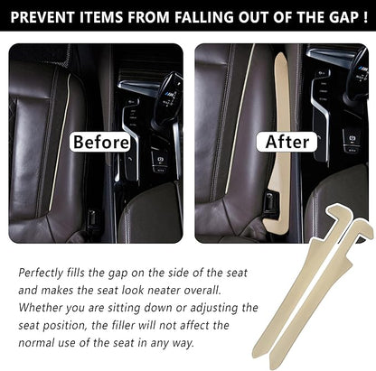 Junecarp Car Seat Gap Filler 2 Pack,Flexible Car Gap Filler Organizer to Impede Items from Dropping,Essential Interior Car Accessories Seat Gap Plug Perfectly Fits Car Gap (Beige)