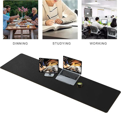 MAIDERN 63”x 15.7” Leather Desk Pad XXL, Large Desk Mat, Cork & Leather Large Mouse pad for Desk, Waterproof Computer Desk Pad for Gaming Home Office (Black) …