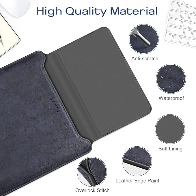 Fintie Sleeve Case for MacBook Air 13.6 A3449 A3240 A3113 A2681, Pro 14 A3427 A3426 A3434 A3401 A3185 A3112 A2992 A2918 A2779 A2442, MacBook Pro/Air/Neo 13 - Slim Bag Cover with Stand, Navy
