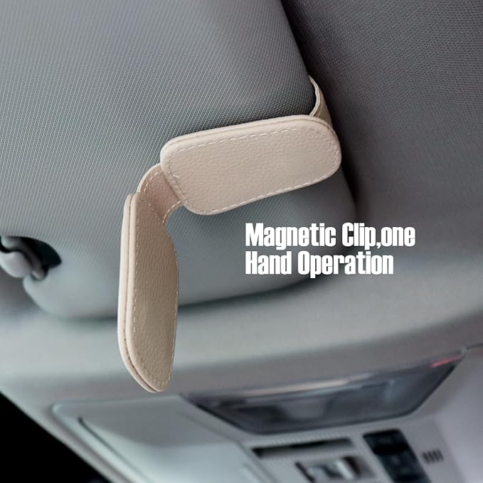 Car Visor Sunglasses Holders,2 Pcs (Beige)
