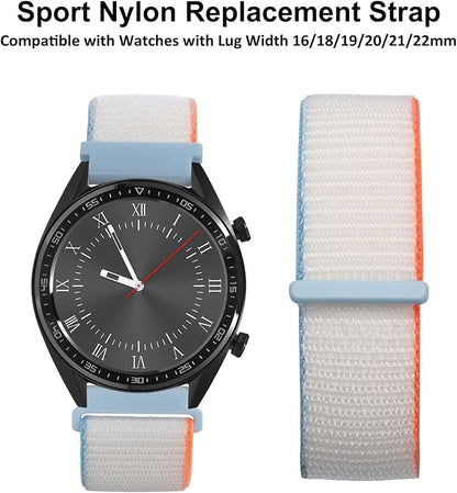 WOCCI 18mm Adjustable Nylon Watch Band, Quick Release Sport Loop Strap (White)