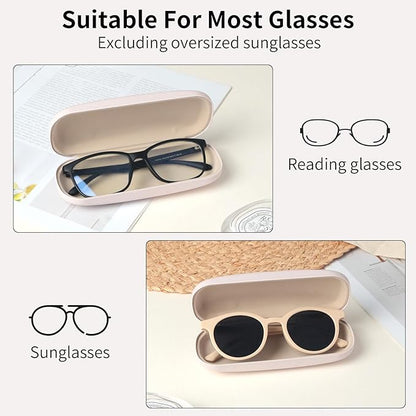 Glasses Case Hard Shell, Leather Protective Case for Sunglasses with Cleaning Cloth, Cute Eyeglass Cases for Women