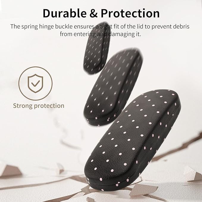 Glasses Case Hard, Cute Sunglasses Case for Women Leather Protective Case for Eyeglass with Cleaning Cloth