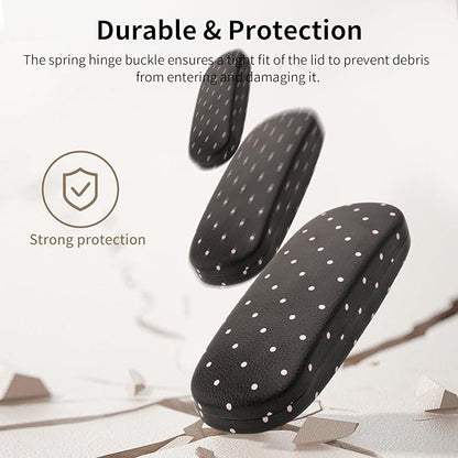Glasses Case Hard, Cute Sunglasses Case for Women Leather Protective Case for Eyeglass with Cleaning Cloth