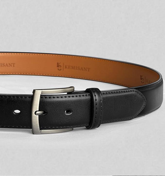 KEMISANT Men Belt-Genuine Leather Belt for Men Dress Casual Golf Jeans 1 3/8"