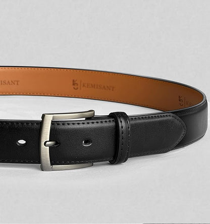KEMISANT Men Belt-Genuine Leather Belt for Men Dress Casual Golf Jeans 1 3/8"