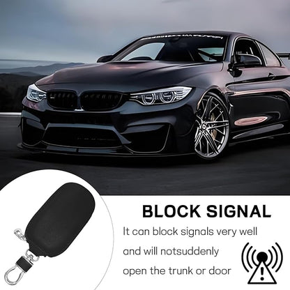 Car Key Case, Genuine Leather Auto Key Fob Protector, Universal Key Fob Cover Case with Metal Hook, Car Smart Keychain Holder for Remote Key Fob, Vehicle Keyring Zipper Bag (Black)