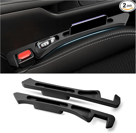2PCS Deepened Car Seat Gap Filler Organizer,Multi-Function Car Gap Seat Filler with Dual Storage Slots & Bottom Charging Opening,No Drop Between Seats Cars Gaps Fillers Organizer