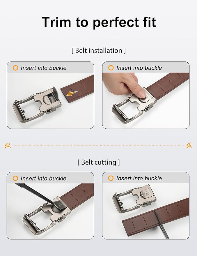 JUKMO 1.5" (38mm) Leather Ratchet Belt for Men in Gift Box