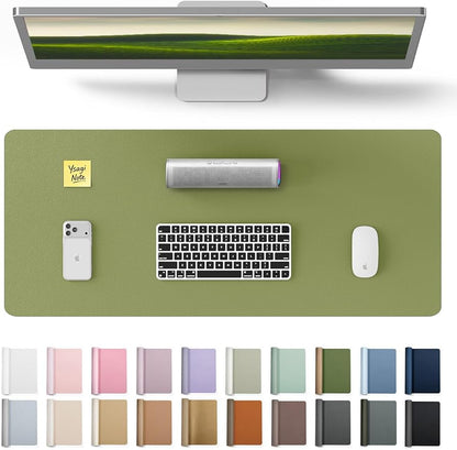 YSAGi Leather Desk Protector, Office Mat, Large Mouse Mat, Non-Slip PU Leather Blotter, Laptop Desk Pad, Waterproof Writing Pad for Office and Home (Green, 23.6" x 13.8")