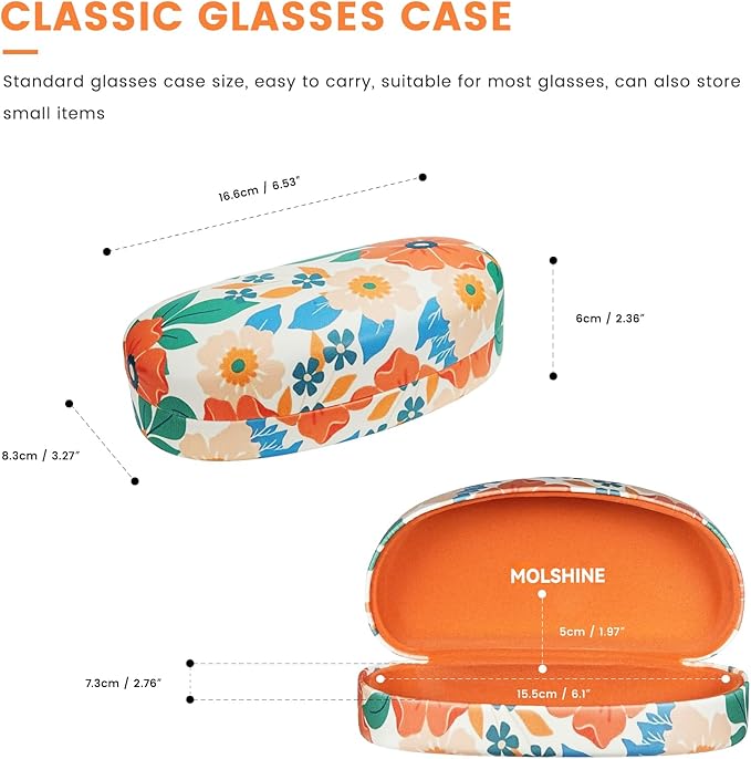molshine Hard Shell Sunglasses Case,Classic Large Glasses Case for Sunglass, Eyeglasses with Cleaning Cloth, Pocket
