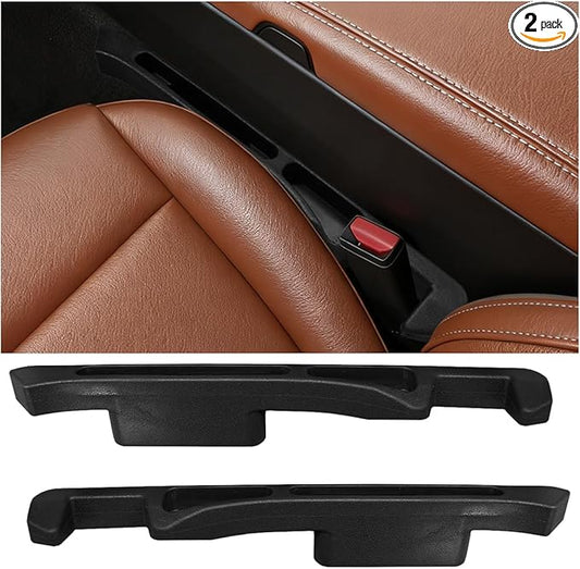 2PCS Car Seat Gap Filler Organizer, Multifunctional Car Gap Stopper Between Seat & Console Prevent Things Drop, Universal Vehicle Interior Phone Holder Accessories for SUVs Trucks (Black)