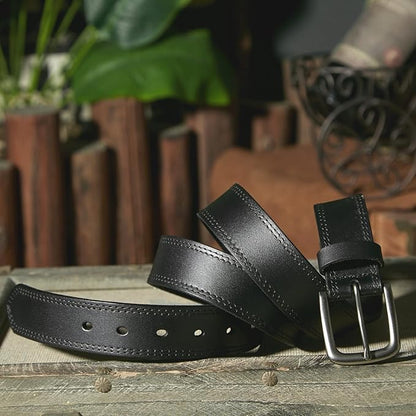 VATAN Men's Full Grain Leather Casual Every Day Jeans Belts, Handmade Men Leather Belt with Gift Box