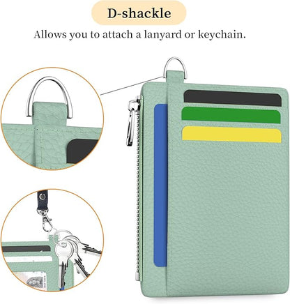 Hancynir Minimalist Small Wallet Women Credit Card Holder, RFID Blocking Slim Mini Card Wallets Cute Front Pocket PU Leather Card Case Thin Travel Zipper Coin Cash Ladies Female Wallet Gifts