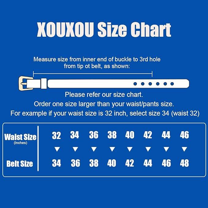 XOUXOU Men's Casual Leather Jeans Belts Classic Work Business Dress Belt with Prong Buckle for Men