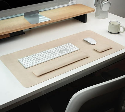 RENMTURE Large Mouse Pad and Keyboard Wrist Rest, Desk Pad for Keyboard and Mouse, Large Gaming Mouse Pad with Wrist Support, Desk Mat for Work and Gaming (Apricot)