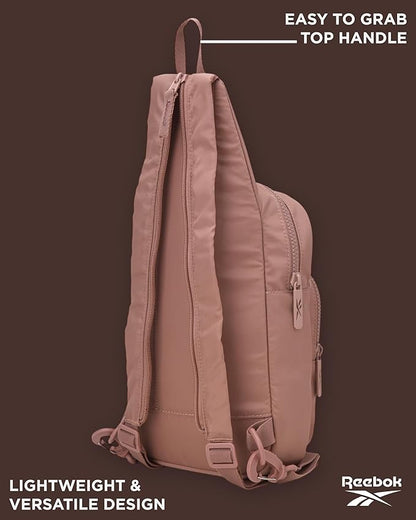 Reebok Unisex Crossbody Sling Bags – Compact Convertible Strap Cross Body Bag Travel Sling Bag - Gym & Travel Essential, Cosmos Choco Malt