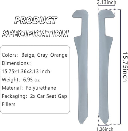Junecarp Car Seat Gap Filler 2 Pack,Flexible Car Gap Filler Organizer to Impede Items from Dropping,Essential Interior Car Accessories Seat Gap Plug Perfectly Fits Car Gap (Gray)