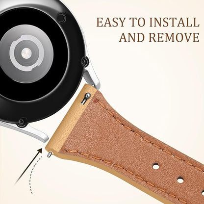 GEAK Slim Leather Band Compatible with Galaxy Watch 7 Band/6 5 4 FE 40mm 44mm/5 pro 45mm/Classic/Galaxy Active 2, 20mm Genuine Leather Strap with Quick Release Buckle for Samsung Watch Bands Women