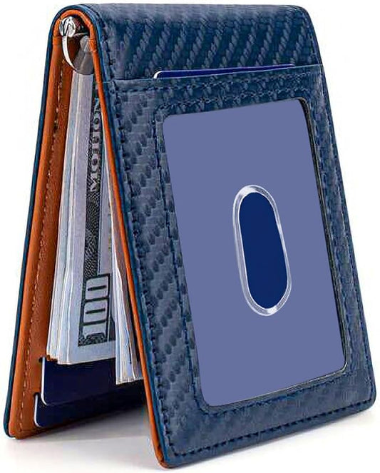 Men's Slim Wallet with Money Clip RFID Blocking Bifold Credit Card Holder Gifts for Men