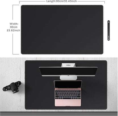 Mydours 36” x 24” Large Desk Mat - XL Desk Pad with PU Leather Surfaces - Extended Desk Mat for Home Office & Computer Workstation - Gaming Mouse pad for Keyboard & Laptop (Black)