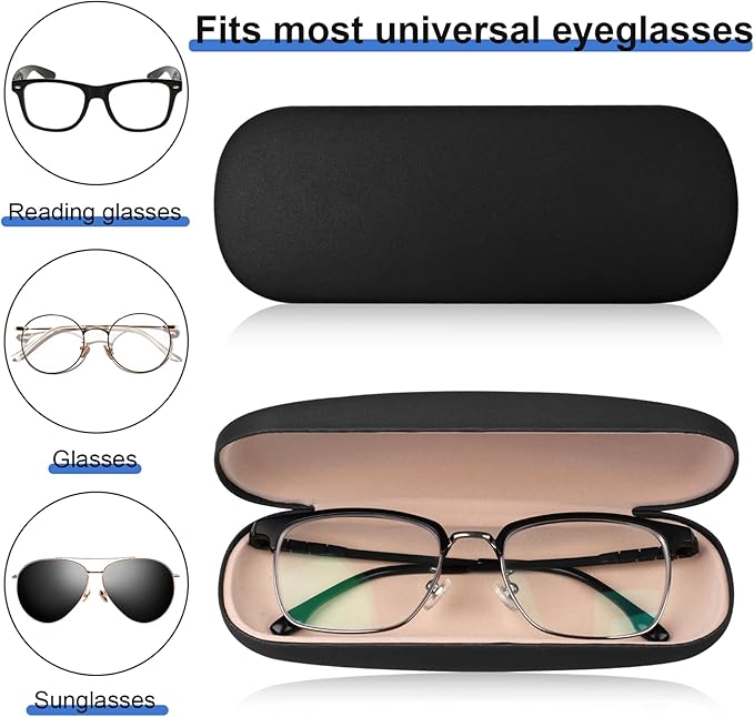 Joyberg Glasses Case, 2 Pack Eyeglass Case with Cleaning Cloth, Glasses Case Hard Shell Fits Most Glasses
