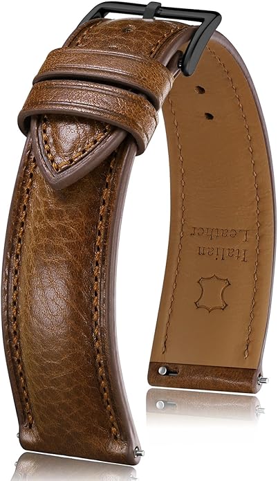 Getalia Italian leather Watch Band Tuscany Natural Vegetable-Tanned Full Grain Leather,14mm 16mm 18mm 19mm 20mm 21mm 22mm Quick Release Replacement Watch Straps for Men and Women Thick and Soft